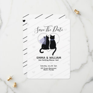 Niedliche Schwarze Katze Save the Date Hochzeitska