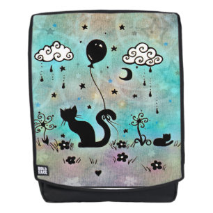 Niedliche Schwarze Katze Silhouette Kunst Rucksack