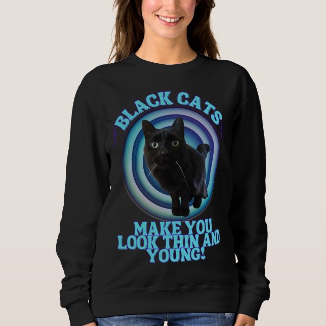 Niedliche Schwarze Katze Sweatshirt (Vorderseite)