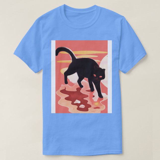 Niedliche Schwarze Katze T-Shirt (Design vorne)