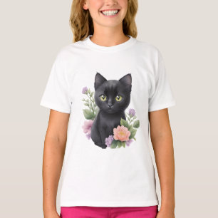 Niedliche schwarze Katze T-Shirt