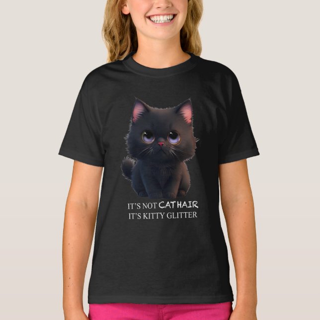 Niedliche schwarze Katze T-Shirt (Vorderseite)