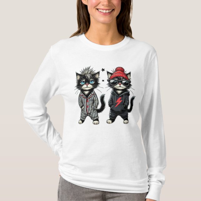Niedliche Schwarze Katze T-Shirt (Vorderseite)