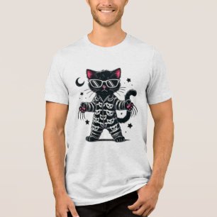 Niedliche Schwarze Katze Tri-Blend Shirt