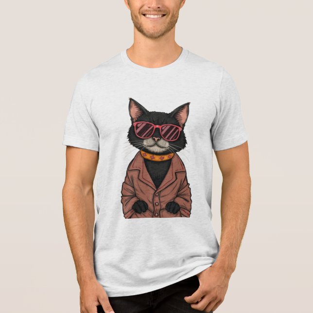Niedliche Schwarze Katze Tri-Blend Shirt (Vorderseite)