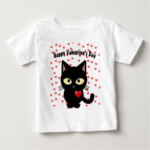 Niedliche Schwarze Katze Valentine's Day Holiday H Baby T-shirt