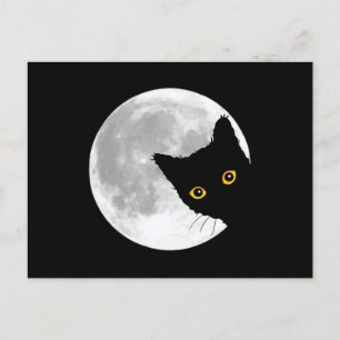 Niedliche Schwarze Katze Vollmond Postkarte