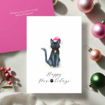 Niedliche Schwarze Katze Weihnachtskarten Feiertagskarte<br><div class="desc">Feiern Sie den Urlaub mit diesen rosa Weihnachtskarten mit Samantha, einer festlichen schwarzen Katze, die im charmanten Aquarellstil illustriert ist. Dieses fröhliche Kätzchen trägt eine Weihnachtsmannmütze und ein Urlaubskleid auf ihrem Kragen und bringt eine süße und spielerische Drehung zu Ihren frohen Weihnachtswünschen. Die abwechslungsreiche "Happy Paw-lidays" Nachricht ist mit einem...</div>