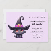 Niedliche Schwarze Katze zum Geburtstag einer Hexe