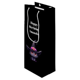 Niedliche Schwarze Katze zum Geburtstag einer Hexe Geschenktüte Für Weinflaschen