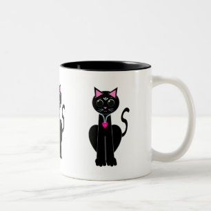 Niedliche schwarze Katze Zweifarbige Tasse