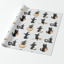 Niedliche Schwarze Katzen Halloween Geschenkpapier