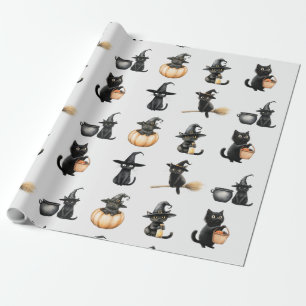 Niedliche Schwarze Katzen Halloween Geschenkpapier
