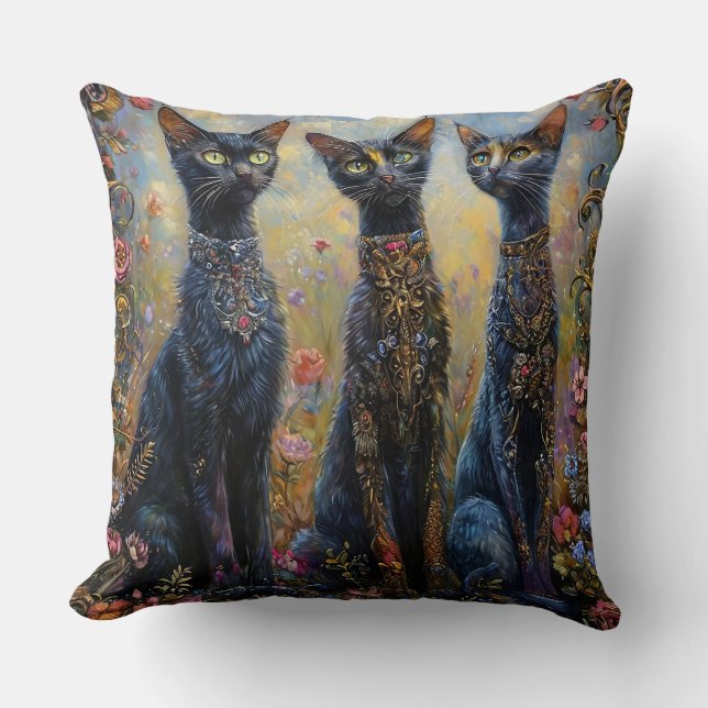 Niedliche schwarze Katzen Kissen (Vorderseite)