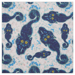 Niedliche Schwarze Katzen mit Blume-Muster Stoff