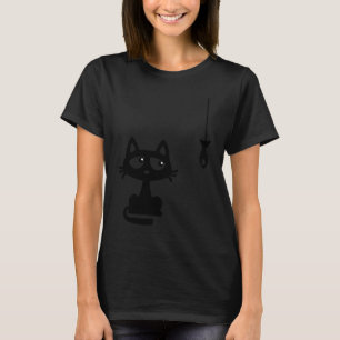 Niedliche Schwarze Katzen und Fische T-Shirt