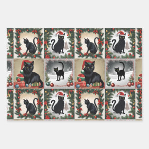 Niedliche Schwarze Katzen Weihnachtskollektion für Geschenkpapier Set