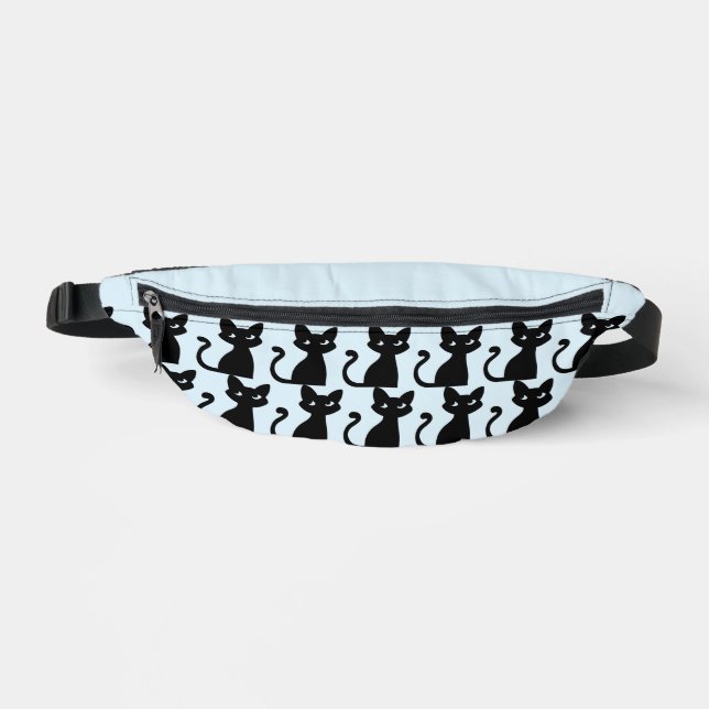 NIEDLICHE SCHWARZE KATZFANTASTE BAUCHTASCHE (Vorderseite)