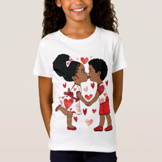 Niedliche Schwarze Kinder in Liebe Illustration | T-Shirt