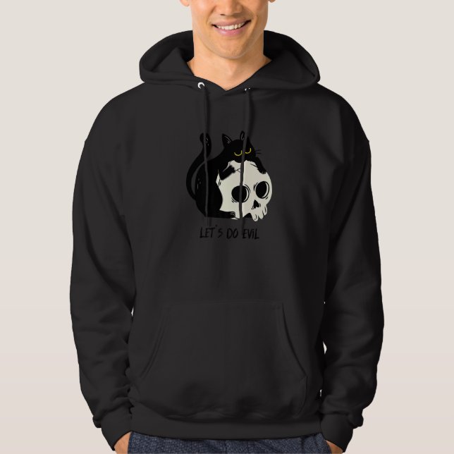 Niedliche schwarze Kitte mit schwarzer Katzenmatte Hoodie (Vorderseite)