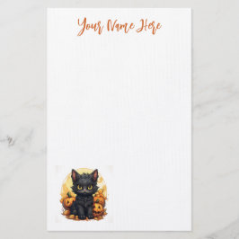 Niedliche Schwarze Kitten mit Jack-O-Lanterns Hall Briefpapier