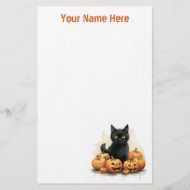 Niedliche Schwarze Kitten mit Jack-O-Lanterns Hall Briefpapier
