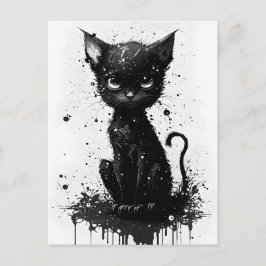 Niedliche schwarze Kittenfarben drucken Goth Postc Postkarte