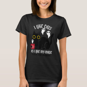 Niedliche schwarze Kitty-Hexe mit Geistern schwarz T-Shirt