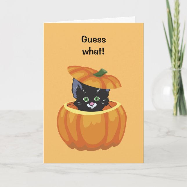 Niedliche schwarze Kitty-Kürbis-Halloween-Karte Karte (Vorderseite)