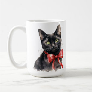 NIEDLICHE SCHWARZE KÜCHE MIT URLAUB ROT BOW KAFFEETASSE