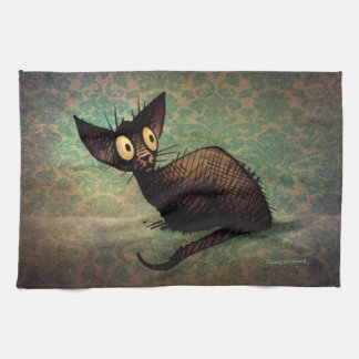 Niedliche schwarze orientalische Katze Handtuch