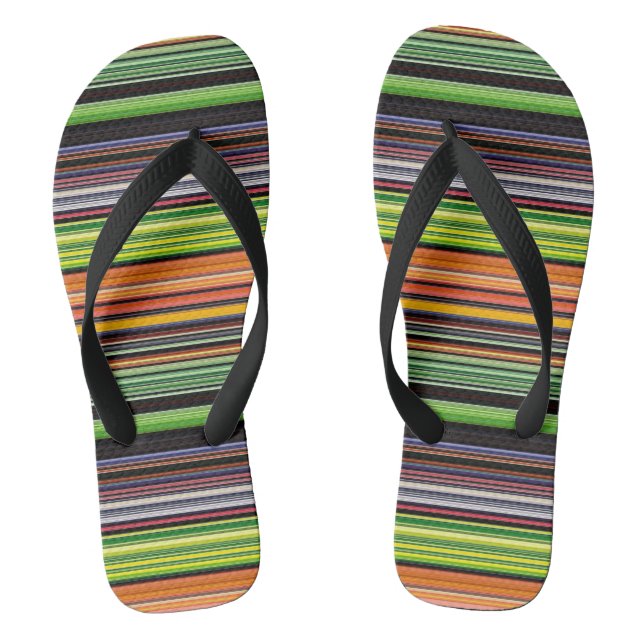 Niedliche schwarze Streifen Flip Flops (Fußbett)