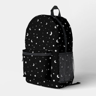 Niedliche schwarze und weiße Mond und Sterne Bedruckter Rucksack