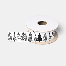 Niedliche schwarze Weihnachtsbäume, die Satinband