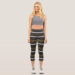 Niedliche, schwarzgelbe Streifen Capri Leggings