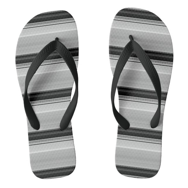 Niedliche schwarzgraue Streifen Flip Flops (Fußbett)