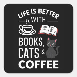 Niedliche Schwarzkatze Quadratischer Aufkleber