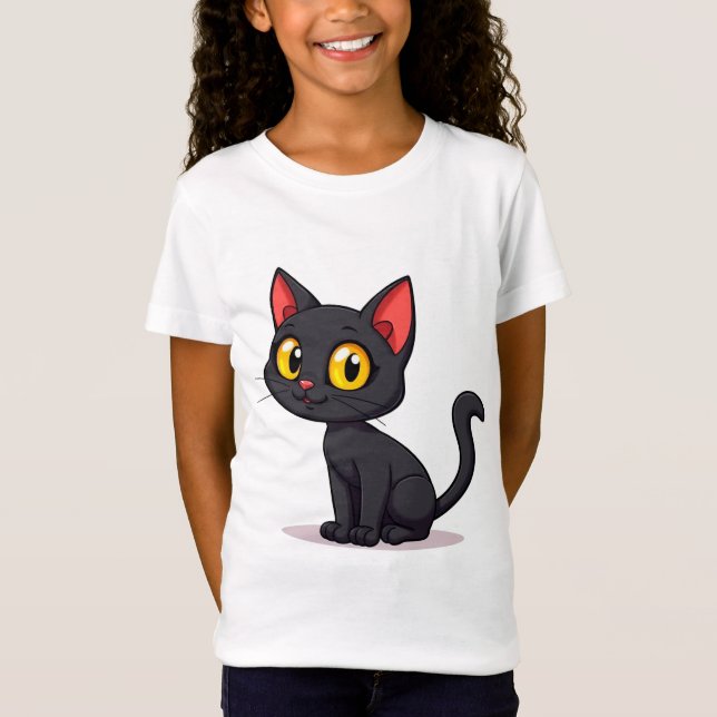 Niedliche Schwarzkatze T-Shirt (Vorderseite)