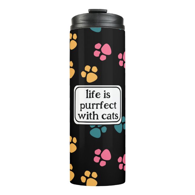 Niedliche Schwarzkatzenpaare Thermosbecher (Vorderseite)