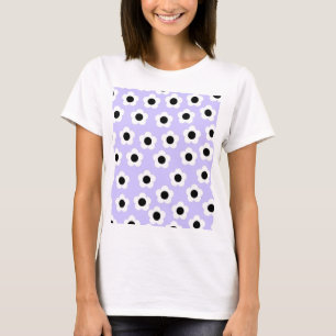 Niedliche Schwarzweiß-Blume mit blauem Hintergrund T-Shirt