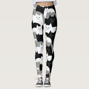 Niedliche Schwarzweiss-Kitty-Katzen Leggings