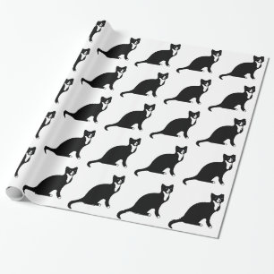 Niedliche Schwarzweiss-Snowshoe-Katze Geschenkpapier