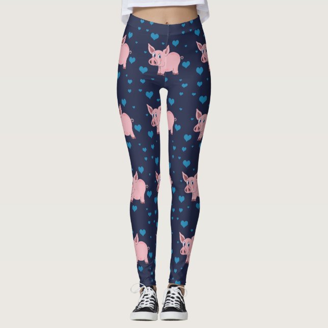 Niedliche Schwein-und Herz-Leggings Leggings (Vorderseite)