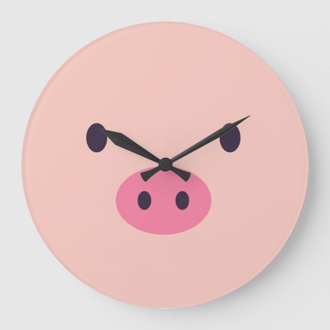 Niedliche Schwein-Wand-Uhr Große Wanduhr (Vorderseite)