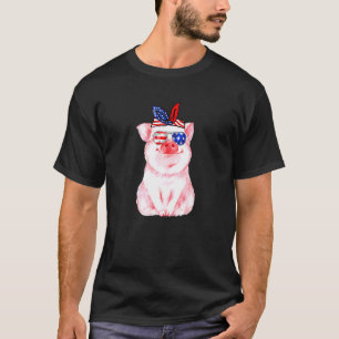Niedliche Schweine 4. Juli US-Flagge USA Amerika P T-Shirt