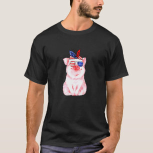 Niedliche Schweine 4. Juli US-Flagge USA Amerika P T-Shirt