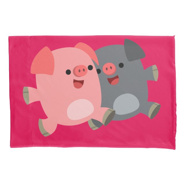 Niedliche Schweine aus Schwarz und Weiß Kissenbezug (Vorderseite)