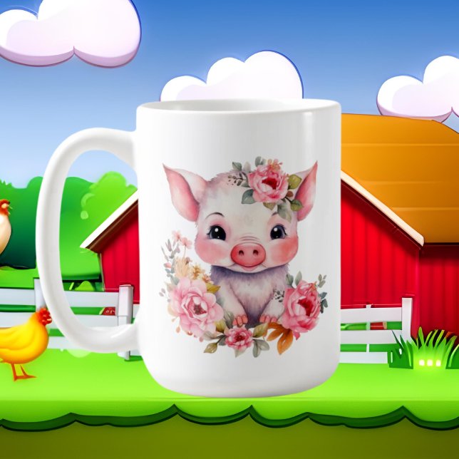 Niedliche Schweine geben Monogramm Kaffeetasse (Von Creator hochgeladen)