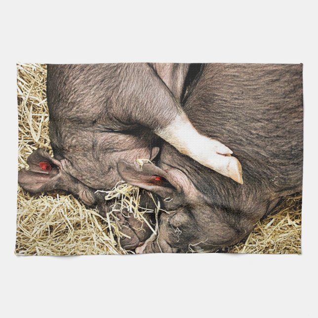 NIEDLICHE SCHWEINE GESCHIRRTUCH (Horizontal)