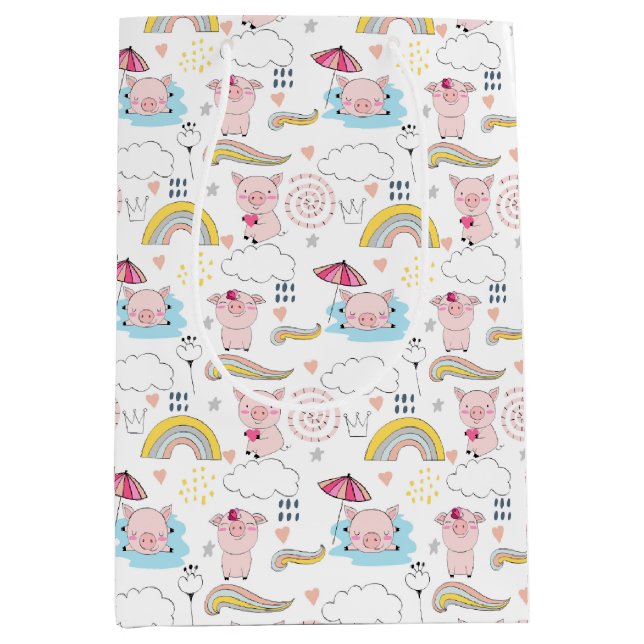 Niedliche Schweine Mittlere Geschenktüte (Vorderseite)